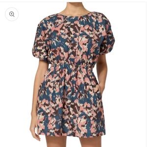 Cleobella Pink, Blue and Brown Printed Short Sleeve Mini Dress NWT